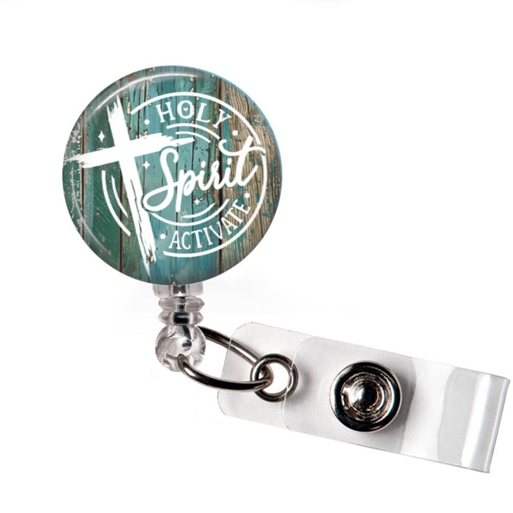 Holy Spirit Activate Badge Reel Christian Faith Retractable ID Holder Gift